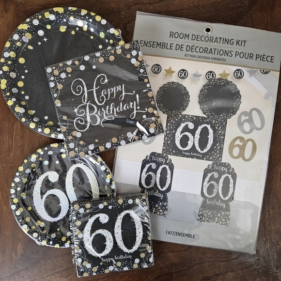 60th Party Decorations Plates Napkins Bday Celebration Decor Happy Birthday 60 - Picture 3 of 10